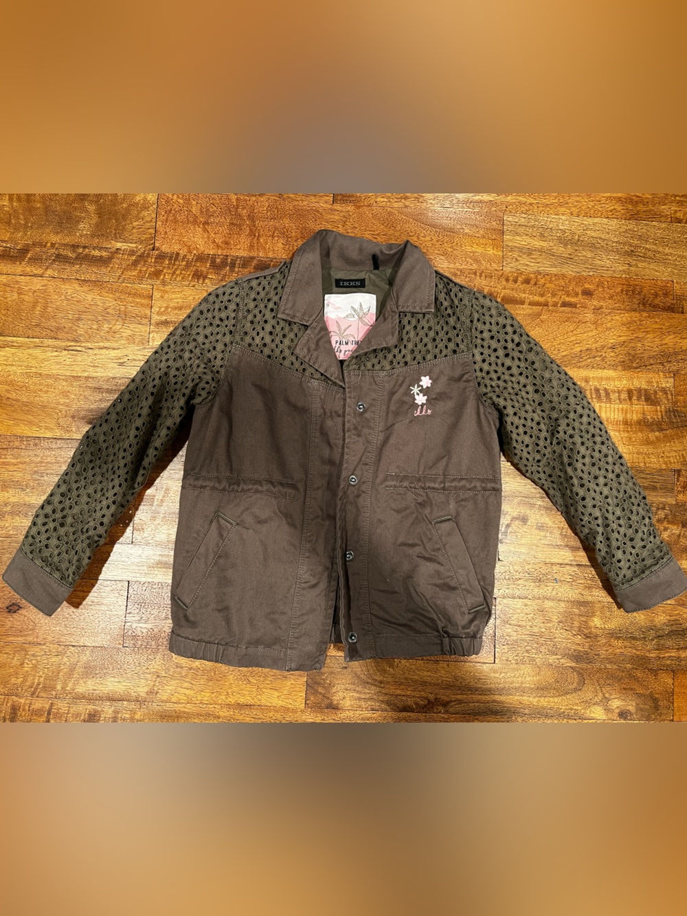 IKKS Army Green Jacket with Tiger/Flowers